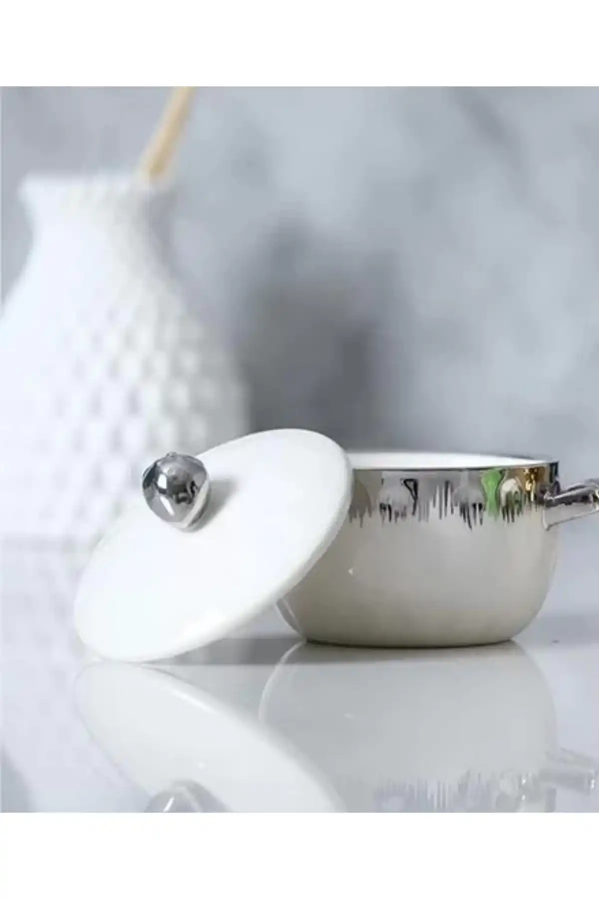 Acar PORJ5208 Yuvarlak Kapaklı Porselen Şekerlik 1 Adet