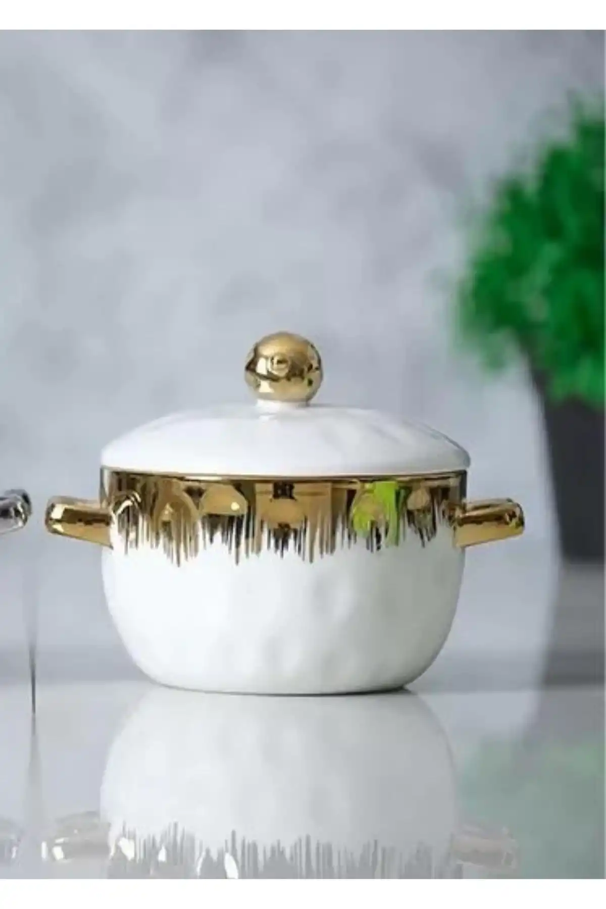 Acar PORJ5208 Yuvarlak Kapaklı Porselen Şekerlik 1 Adet