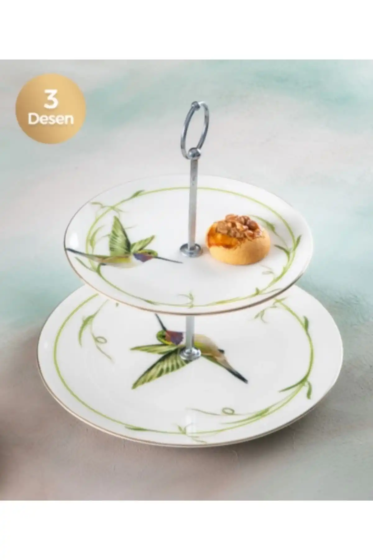 Acar XTL5585 Toby Porselen Kurabiyelik 2 Katlı 19 cm 1 Adet