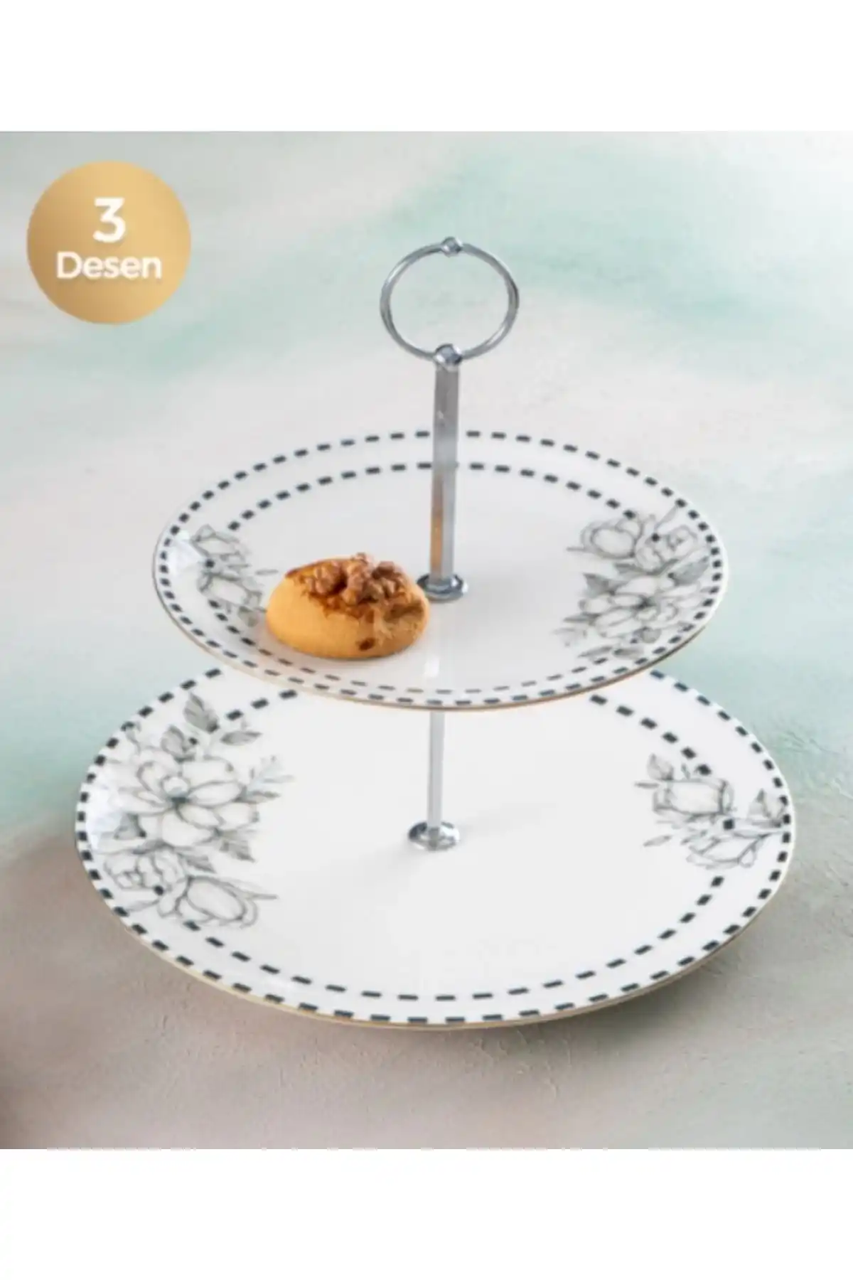 Acar XTL5585 Toby Porselen Kurabiyelik 2 Katlı 19 cm 1 Adet