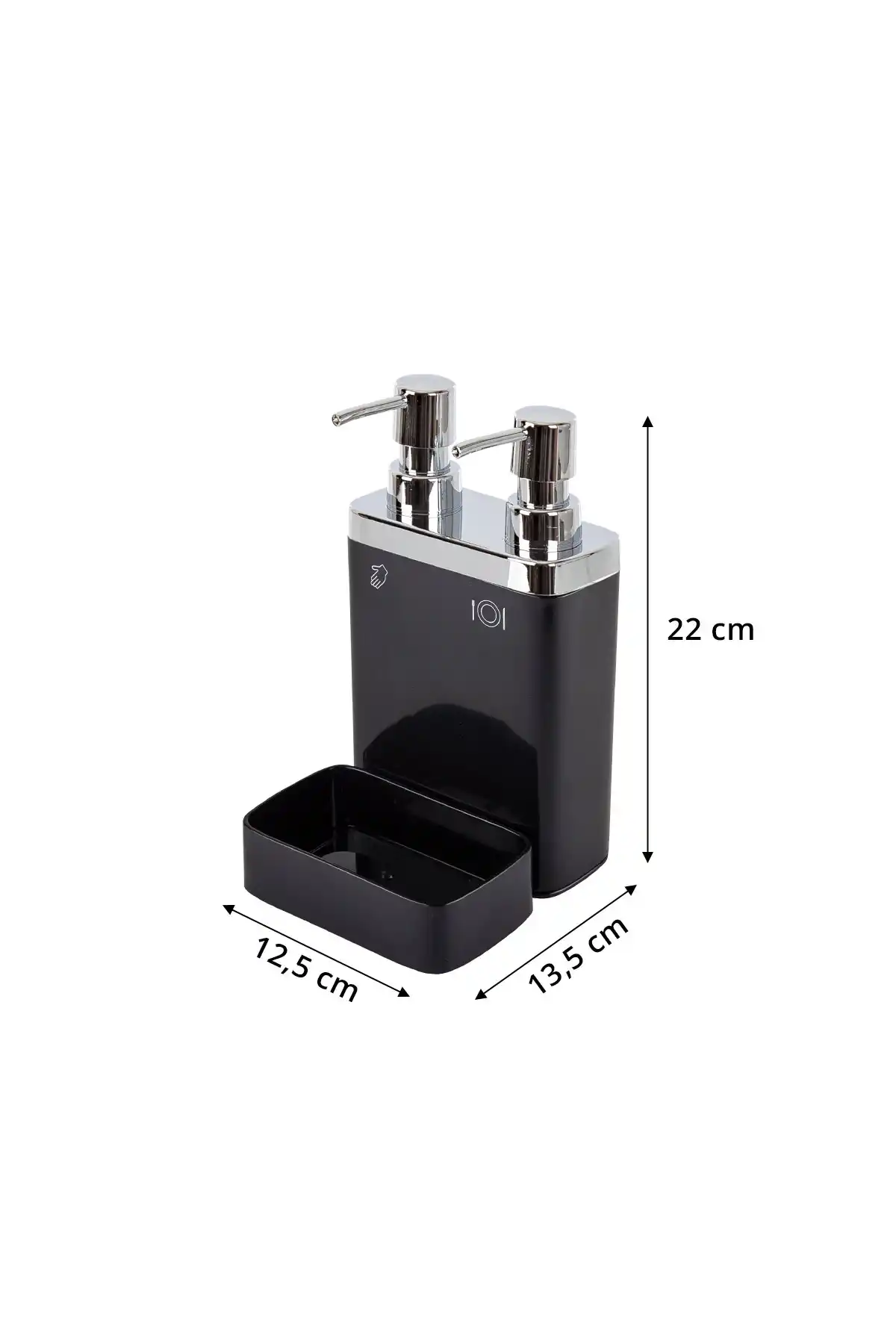 Ansan ANS E10-06 Viva Plastik Siyah Sıvı Sabunluk 2li 12,5 x 13,5 x 22 cm