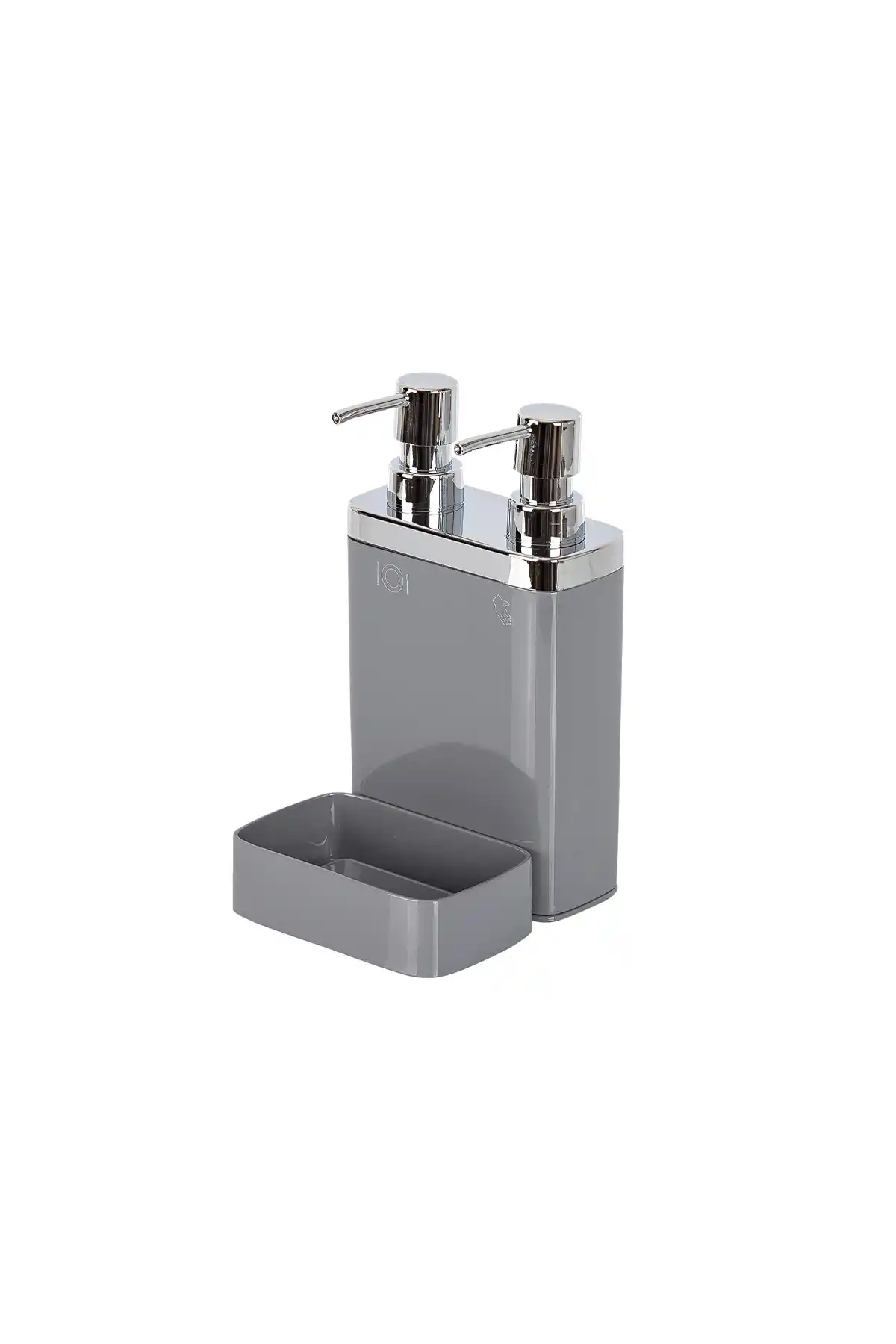 Ansan ANS E10-07 Viva Gri Plastik Sıvı Sabunluk 2li 12,5 x 13,5 x 22 cm