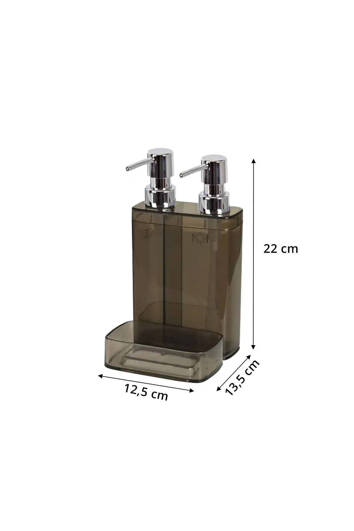 Ansan ANS E10-25 Viva Şeffaf Plastik Siyah Sıvı Sabunluk 2li 12,5 x 13,5 x 22 cm