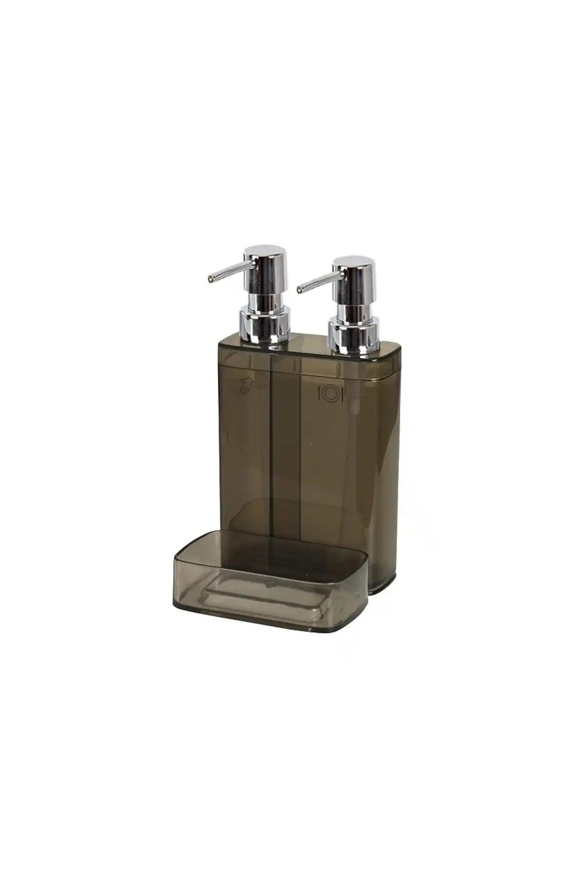 Ansan ANS E10-25 Viva Şeffaf Plastik Siyah Sıvı Sabunluk 2li 12,5 x 13,5 x 22 cm