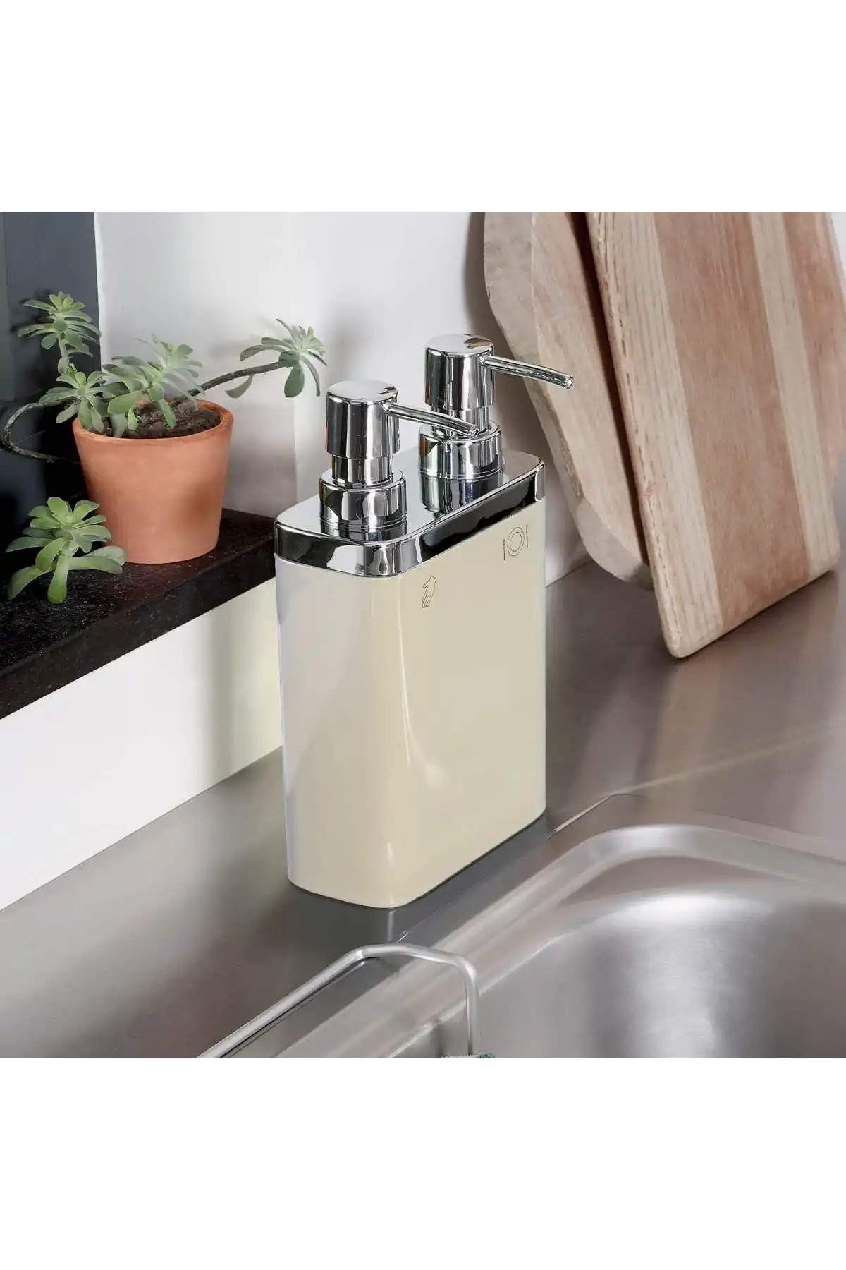 Ansan ANS E11-09 Viva Bej Renk Plastik Sıvı Sabunluk 12,5 x 6 x 22 cm