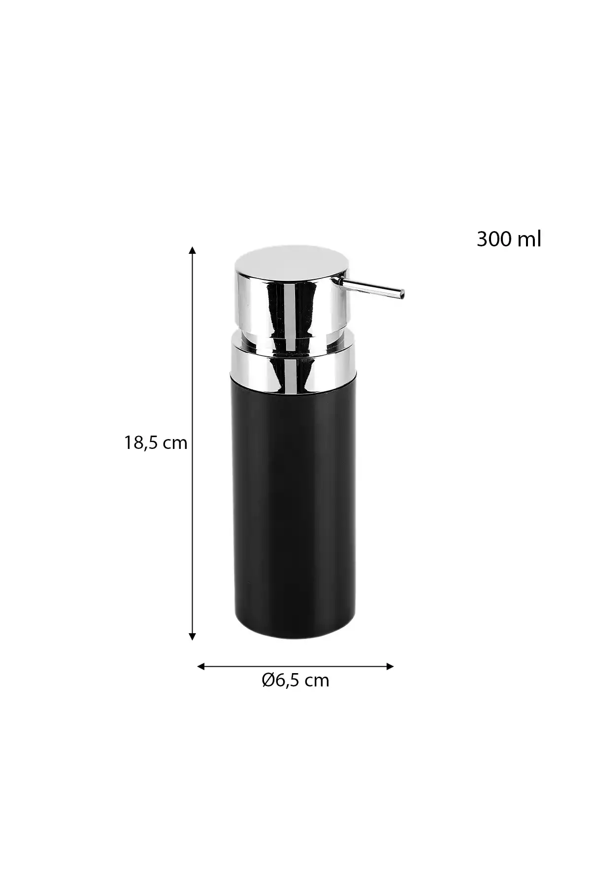 Ansan ANS E31-06 Lenox Plastik Siyah Sıvı Sabunluk 6,5 x 18,5 cm 300 ml