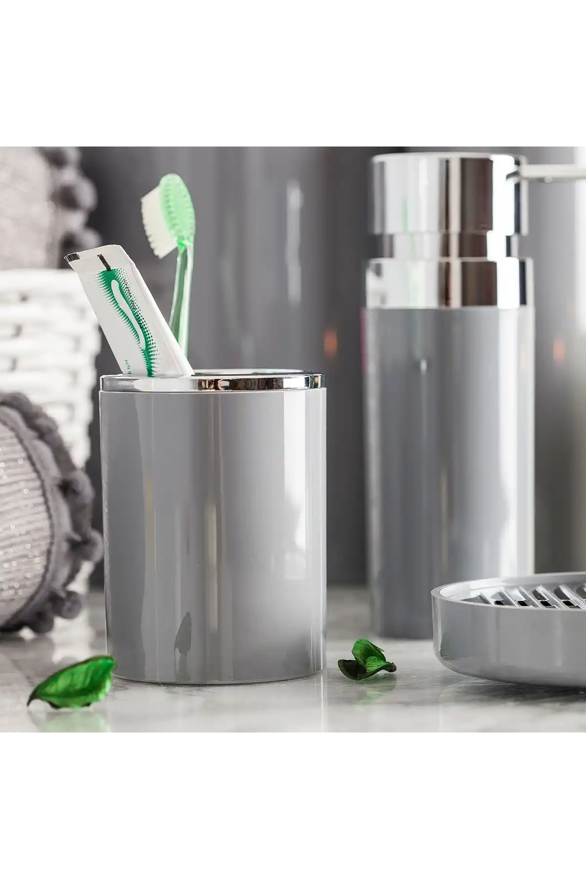 Ansan ANS E33-07 Lenox Plastik Gri Diş Fırçalık 8 x 10,5 cm