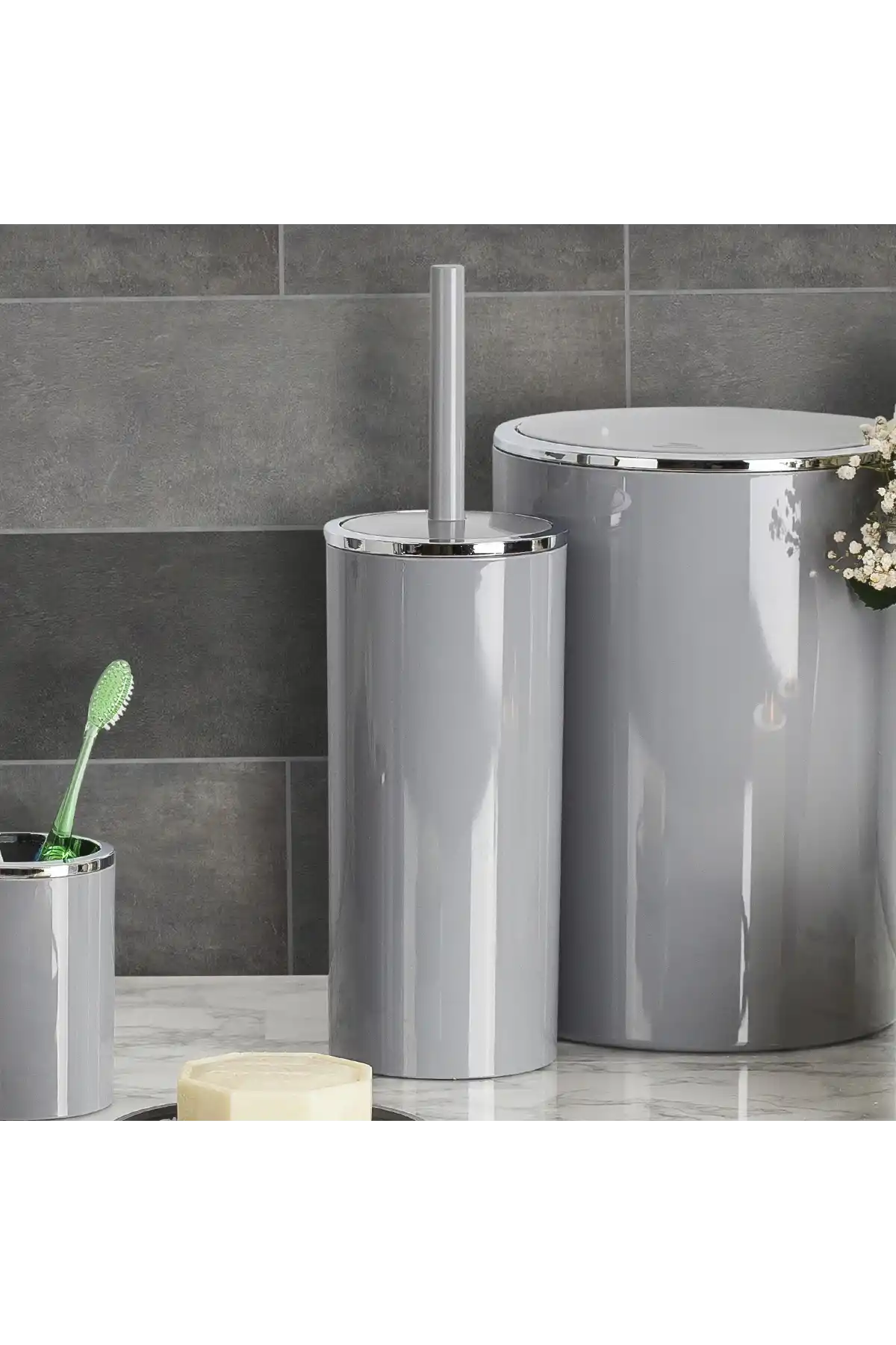 Ansan ANS E34-07 Lenox Gri Tuvalet Fırçası 10,5 x 33 cm