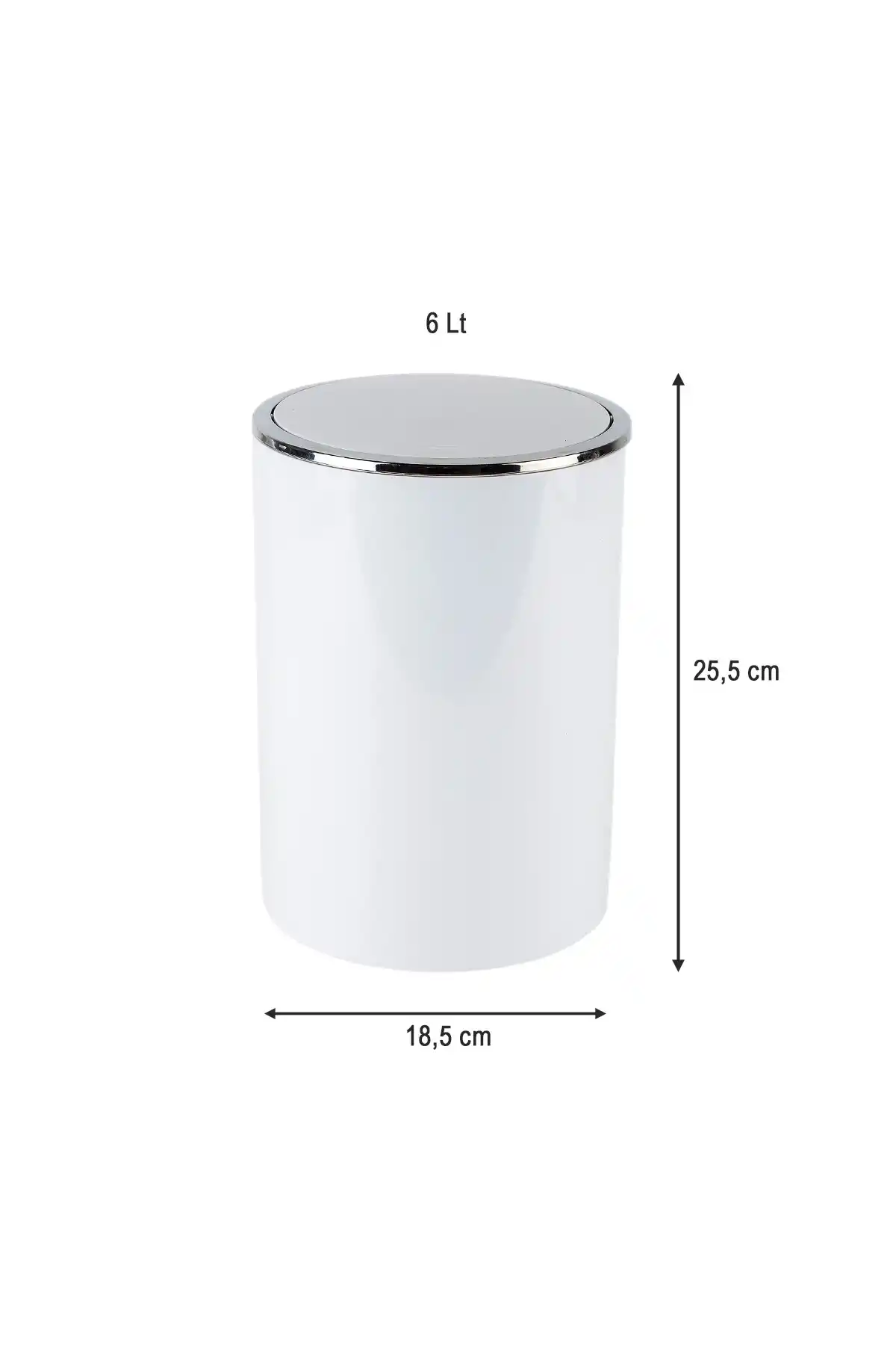 Ansan ANS E35-01 Lenox Plastik Beyaz Çöp Kovası 6 L 18,5 x 25,5 cm