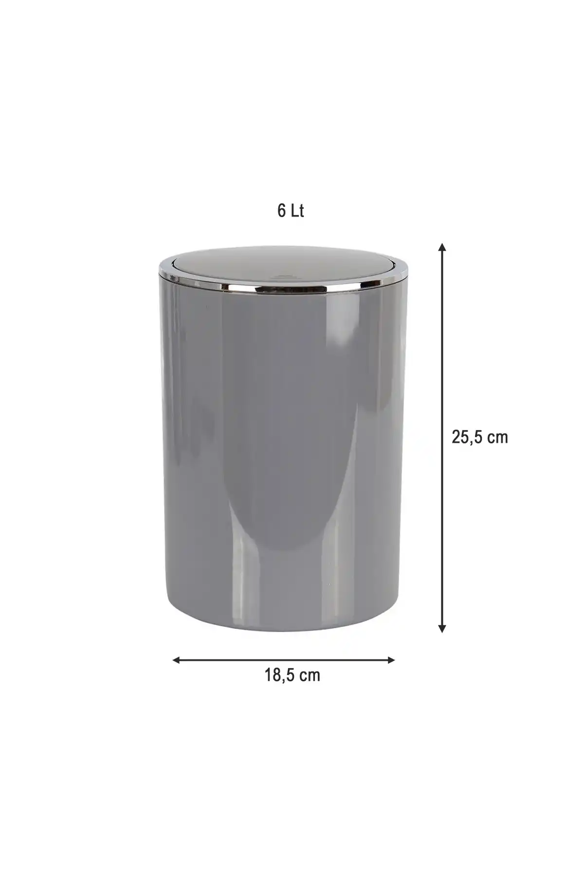 Ansan ANS E35-07 Lenox Plastik Gri Çöp Kovası 6 L 18,5 x 25,5 cm