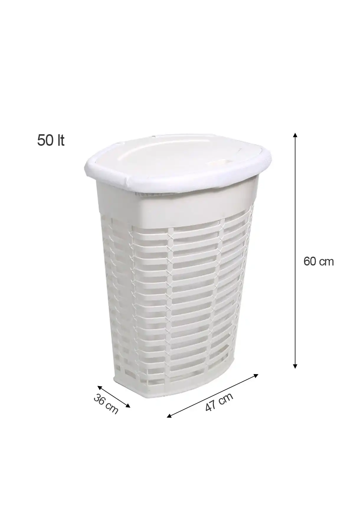 Ansan ANS E44-01 Palm Plastik Beyaz Çamaşır Sepeti 47x36x60 cm 50 L