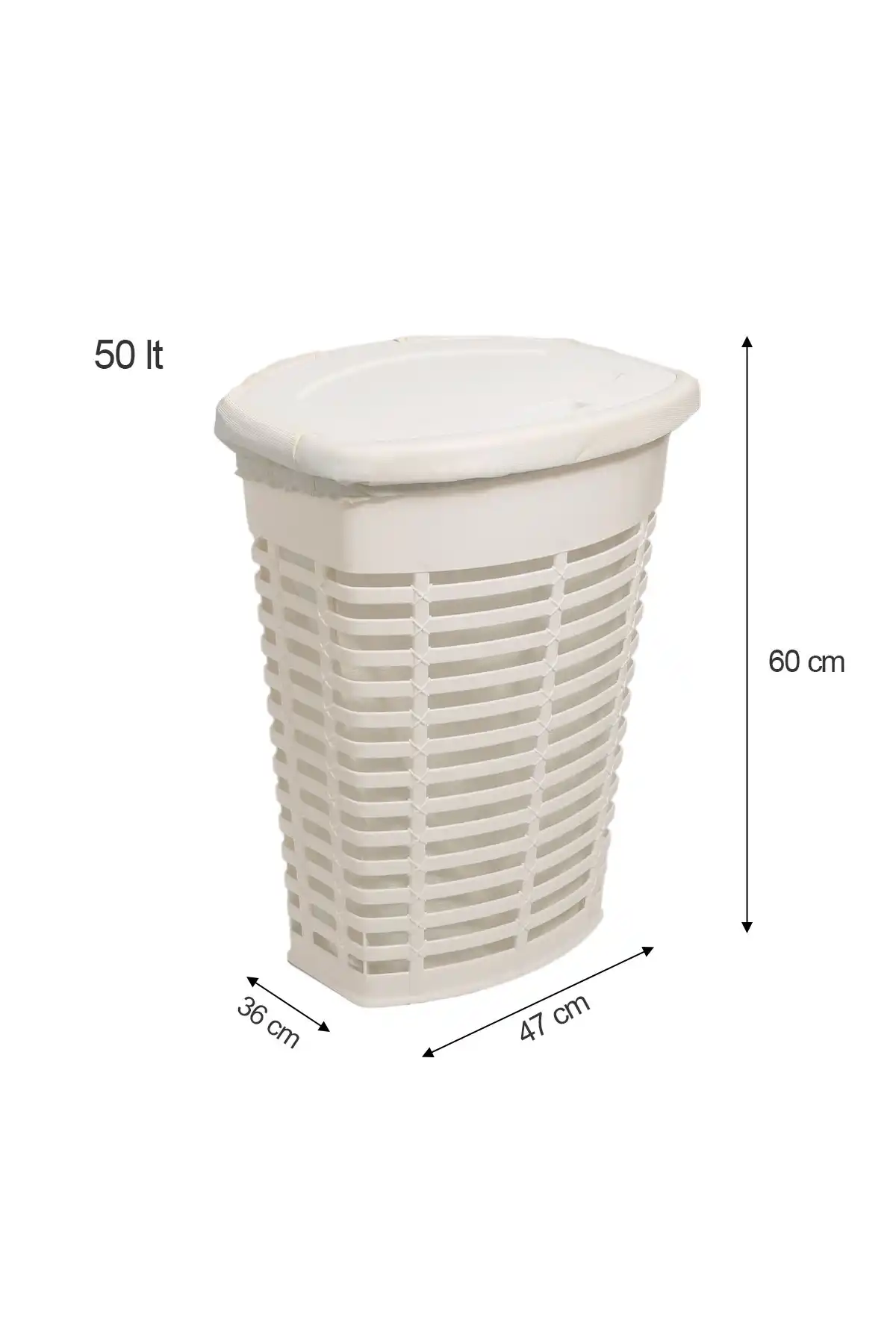 Ansan ANS E44-09 Palm Bej Plastik Renk Çamaşır Sepeti 50 L / 47 x 36 x 60 cm