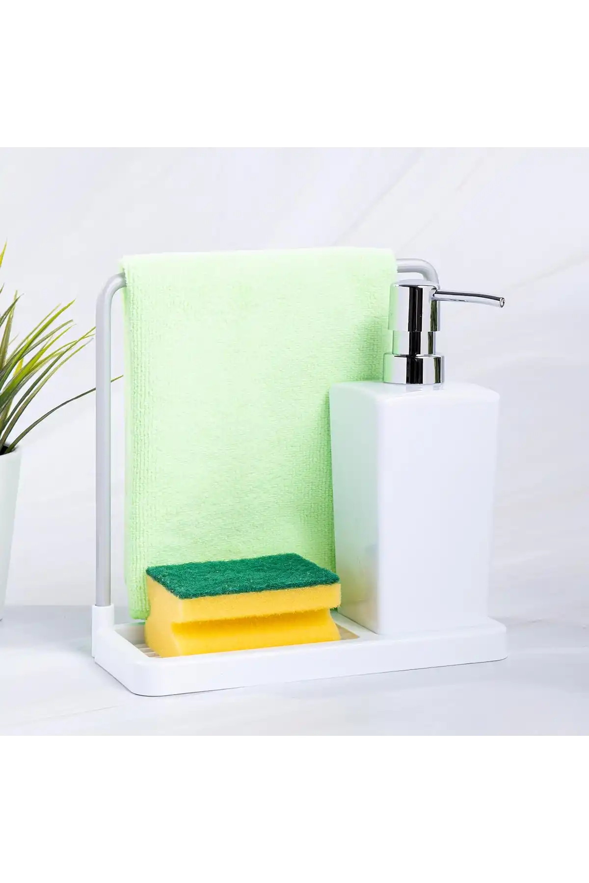 Ansan ANS E56-01 Luna Plastik Beyaz Sıvı Sabunluk 21 x 10 x 20 cm