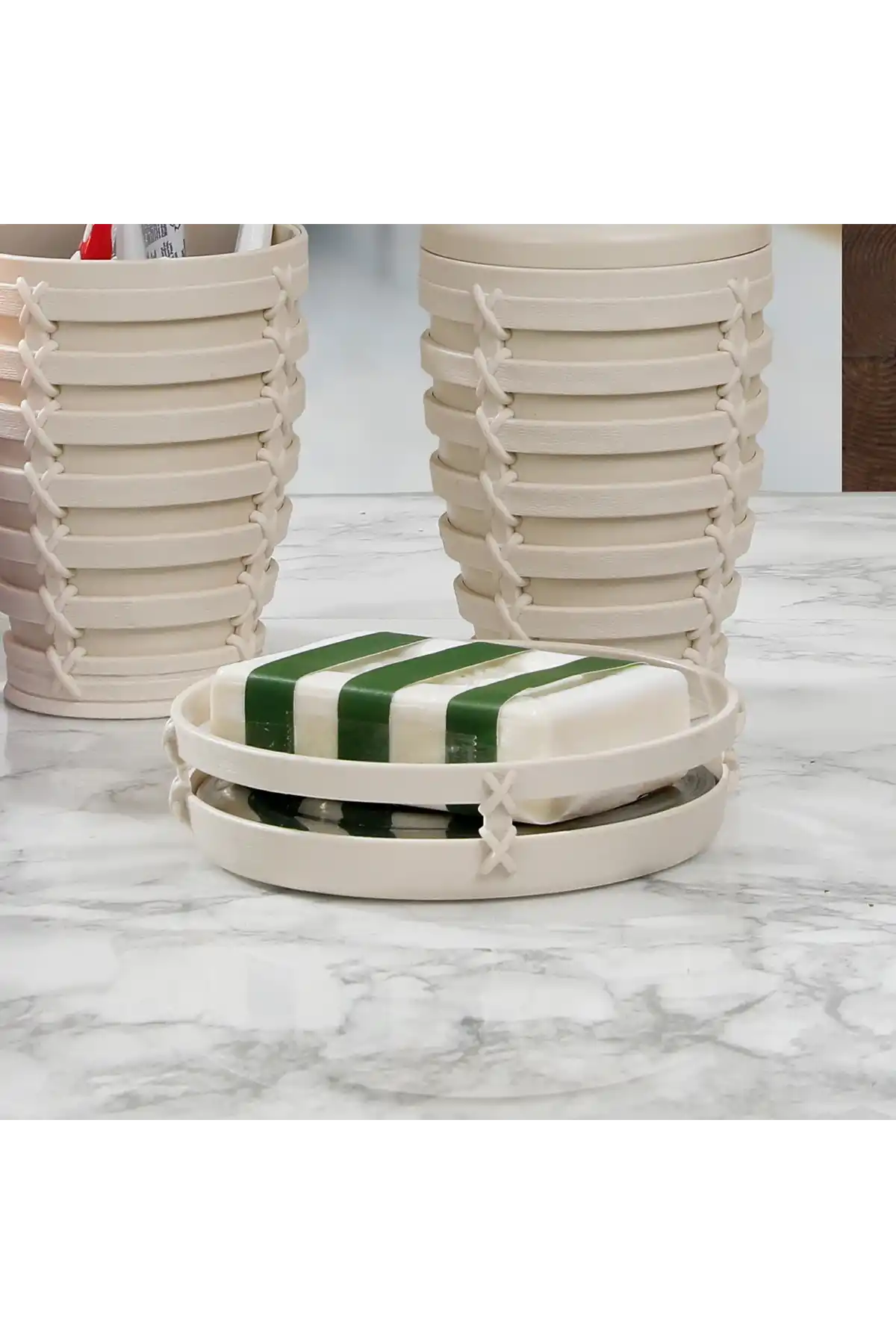 Ansan ANS E58-09 Palm Plastik Bej Renk Katı Sabunluk 12, x 2,5 cm