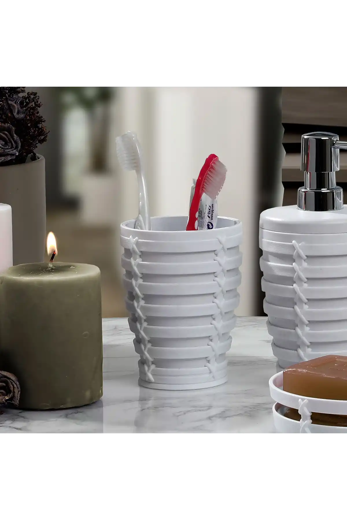 Ansan ANS E59-01 Palm Plastik Beyaz Diş Fırçalık 8 x 15 cm