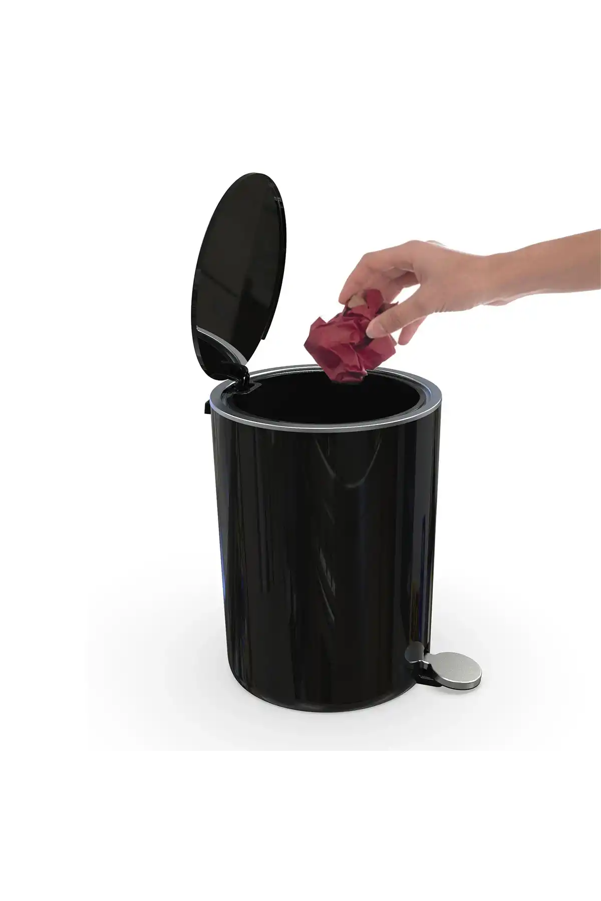 Ansan ANS E66-06 Lenox Pedallı Plastik Siyah Çöp Kovası 5 L 21 x 28 cm