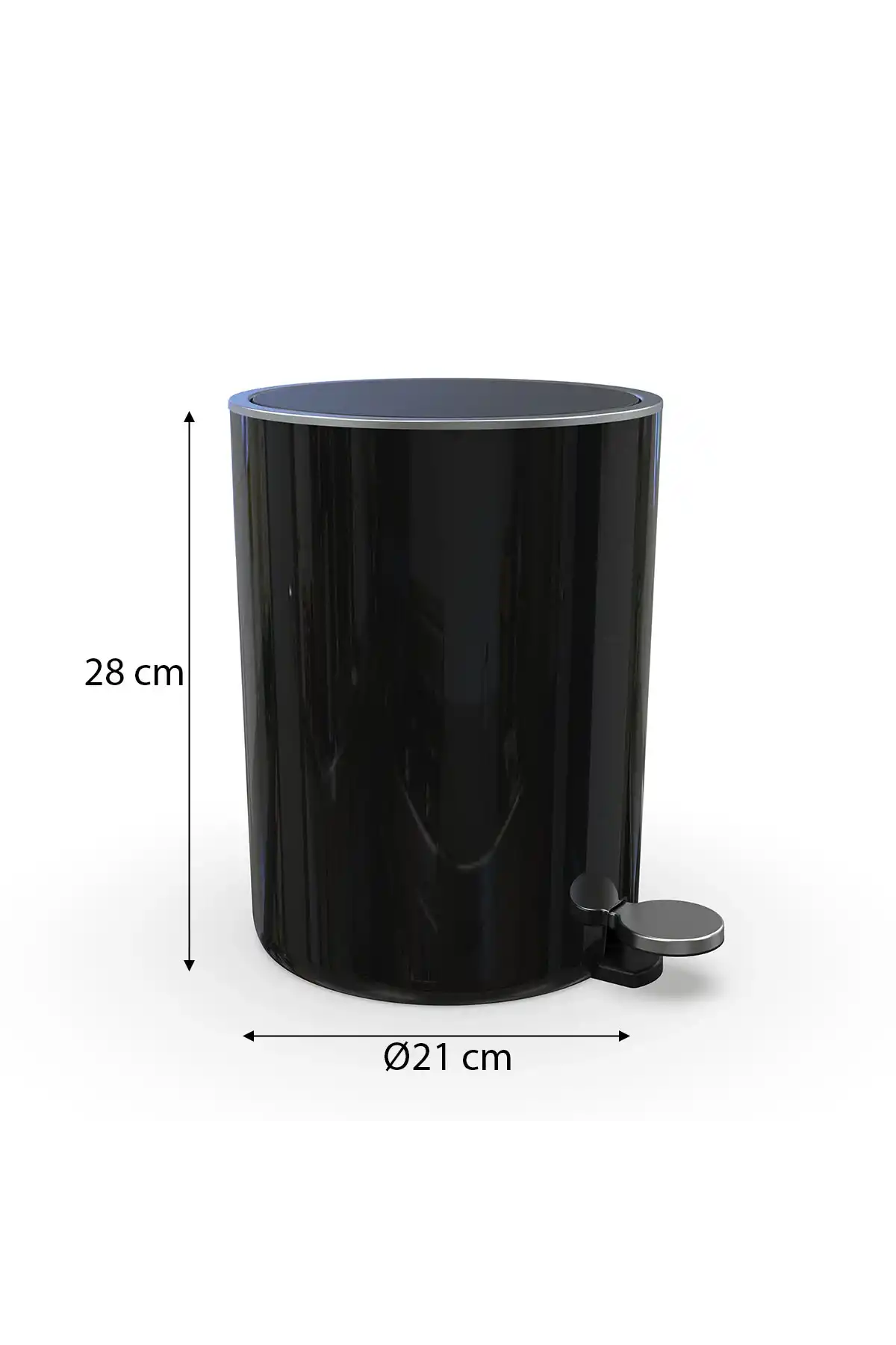 Ansan ANS E66-06 Lenox Pedallı Plastik Siyah Çöp Kovası 5 L 21 x 28 cm