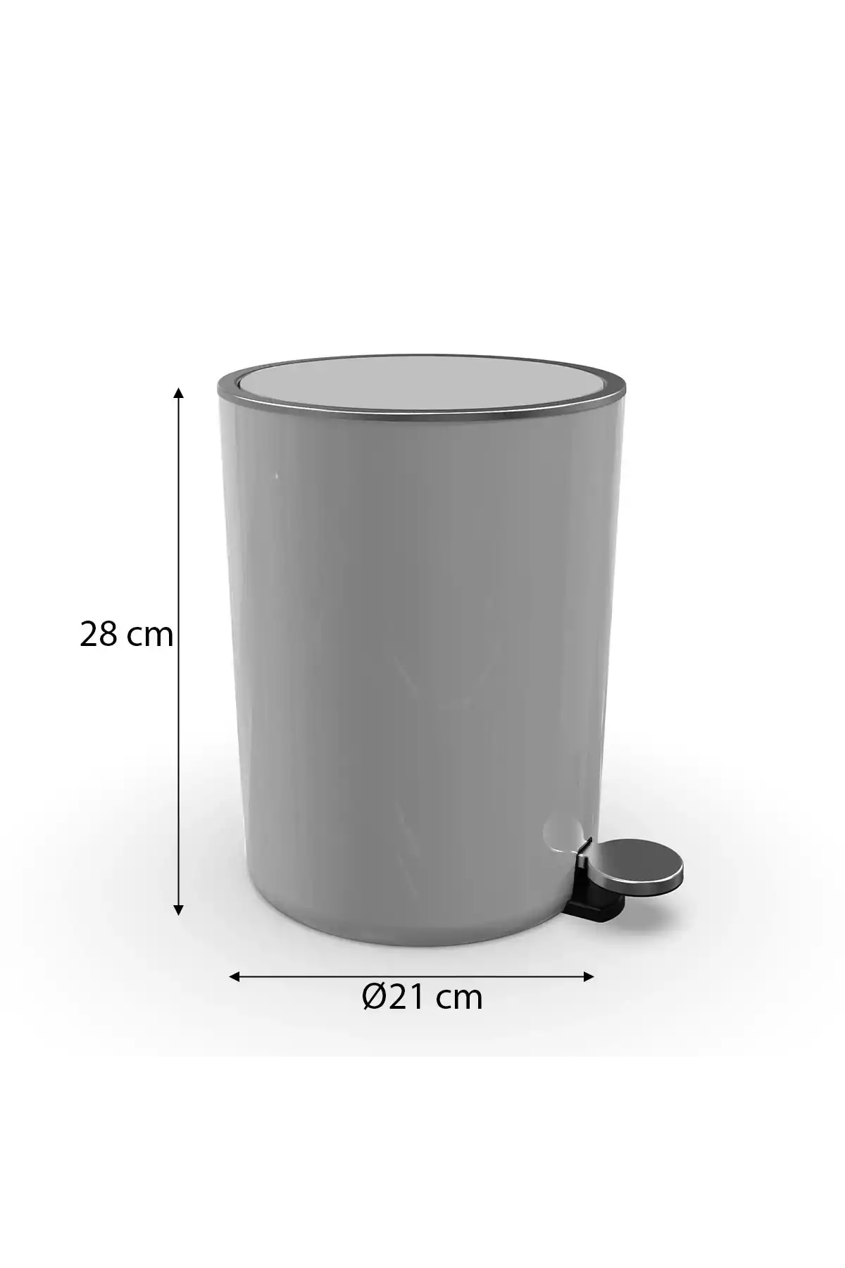 Ansan ANS E66-07 Lenox Pedallı Plastik Gri Çöp Kovası 5 L 21 x 28 cm