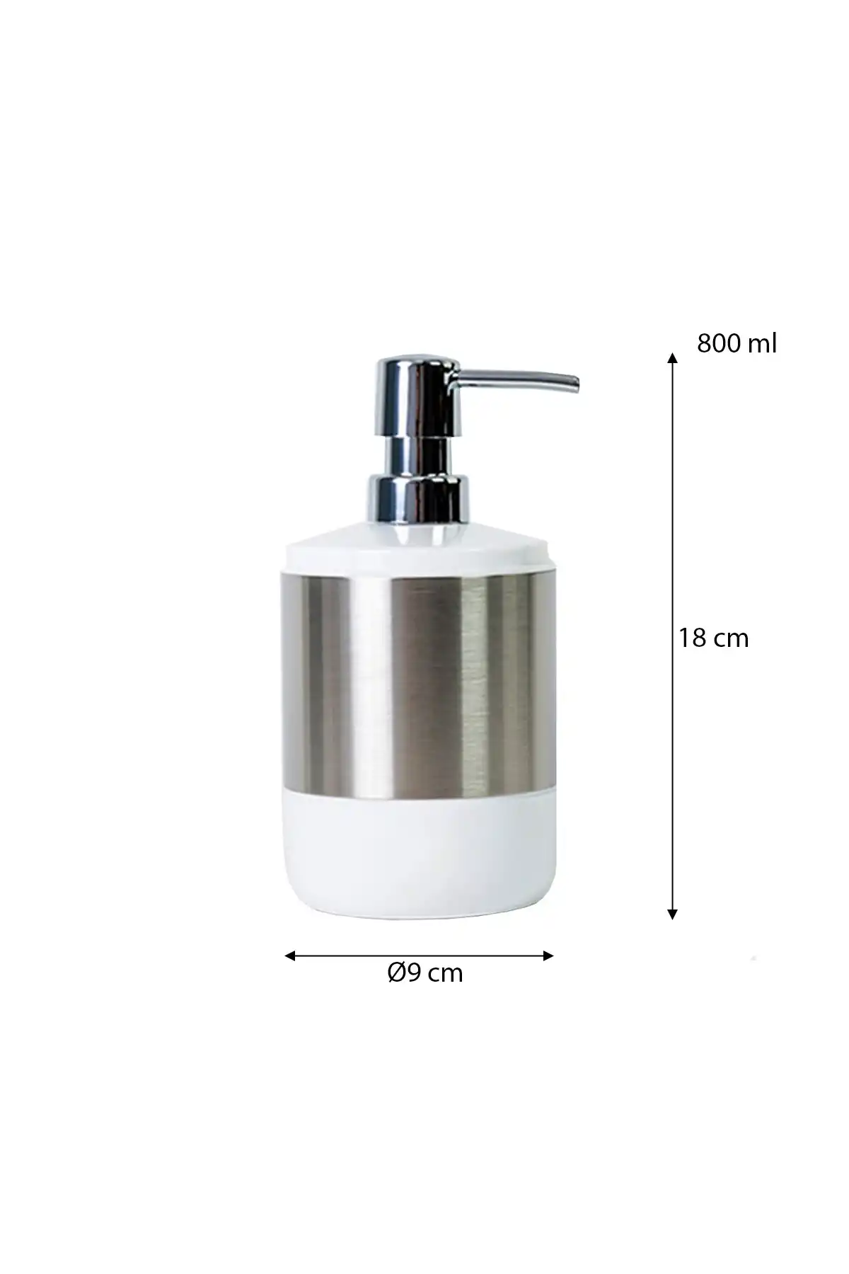 Ansan ANS SA06-01 Lima XL Plastik ve Çelik Beyaz Sıvı Sabunluk 9 x 18 cm / 800 ml