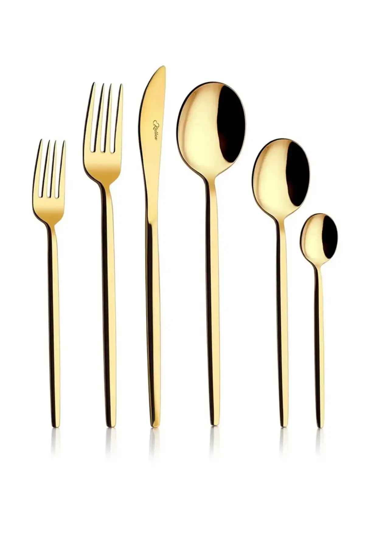 Avcı 1064 Amore Titanyum Parlak Gold Çatal Bıçak Kaşık Takımı 36 Parça