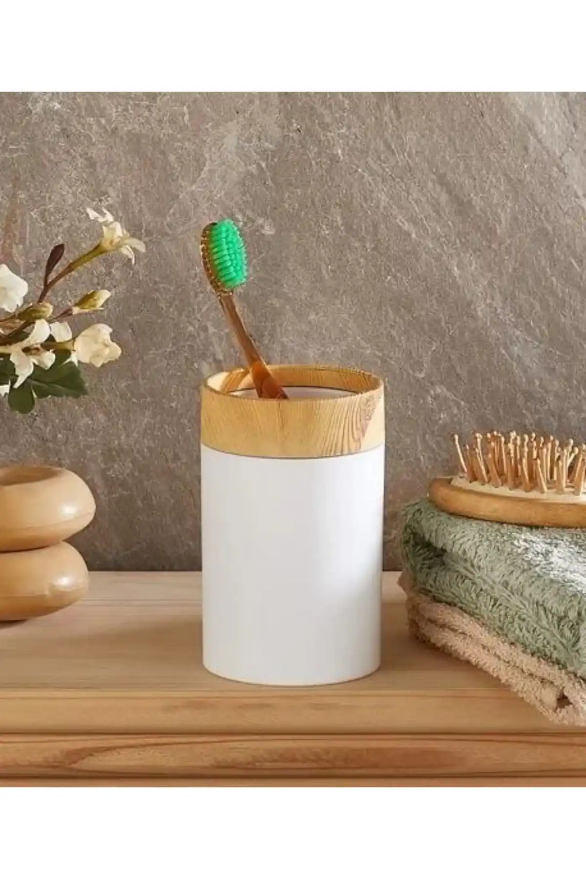 Barones BS29002 Ahşap Görünümlü Diş Fırçalık