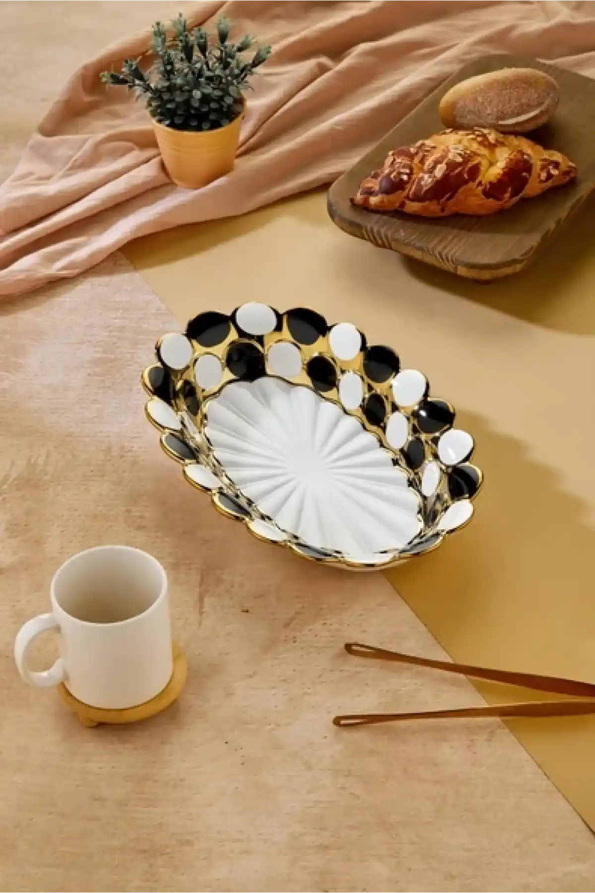 Cooker Porselen Oval Derin Servis Tabağı 36 cm