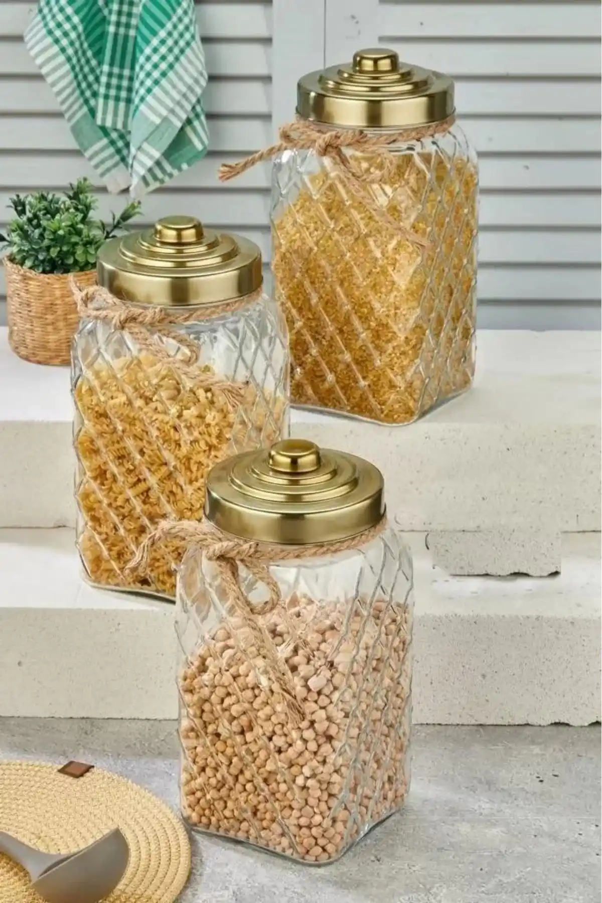 Cooker CKR2263 Gold Kapaklı Cam Kavanoz 30 cm 1 Adet