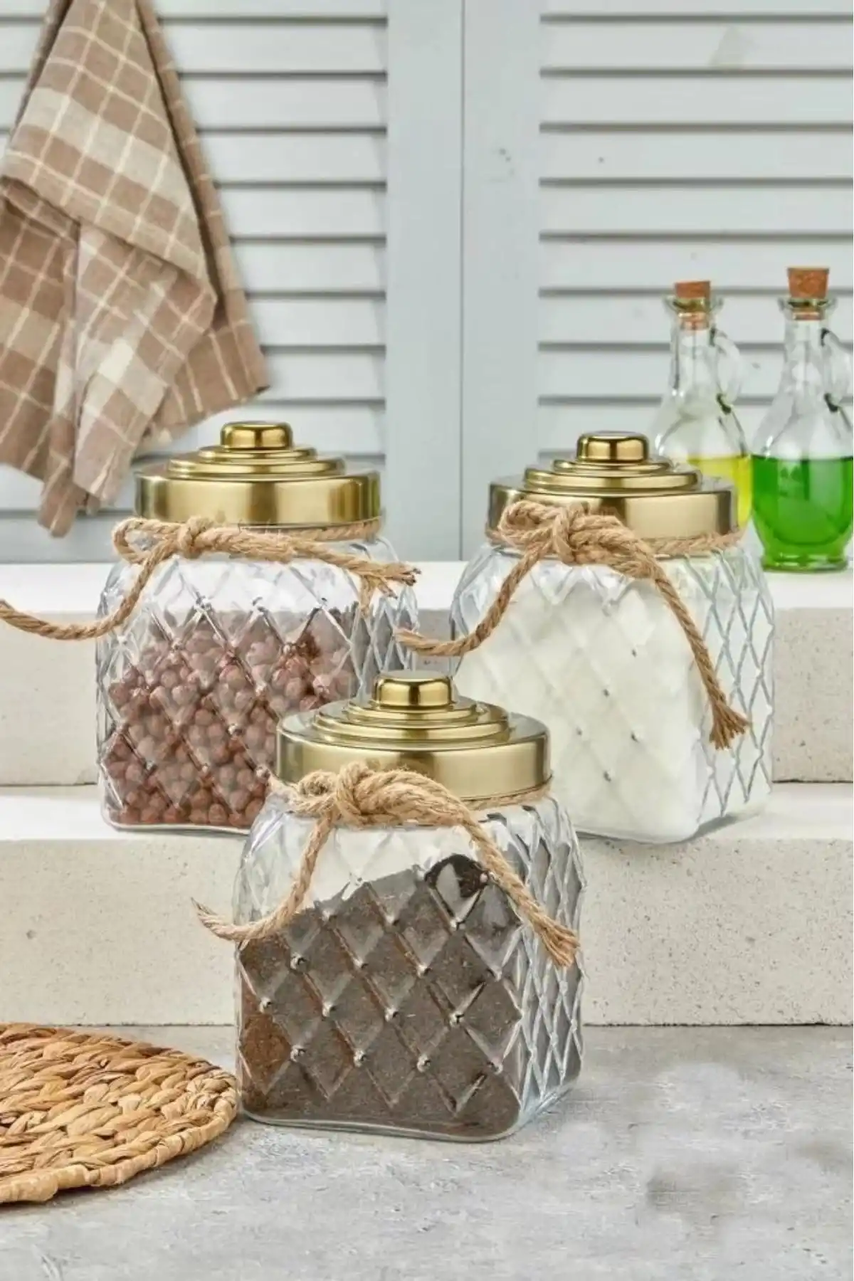 Cooker CKR2267 Gold Kapaklı Cam Kavanoz 20 cm 1 Adet