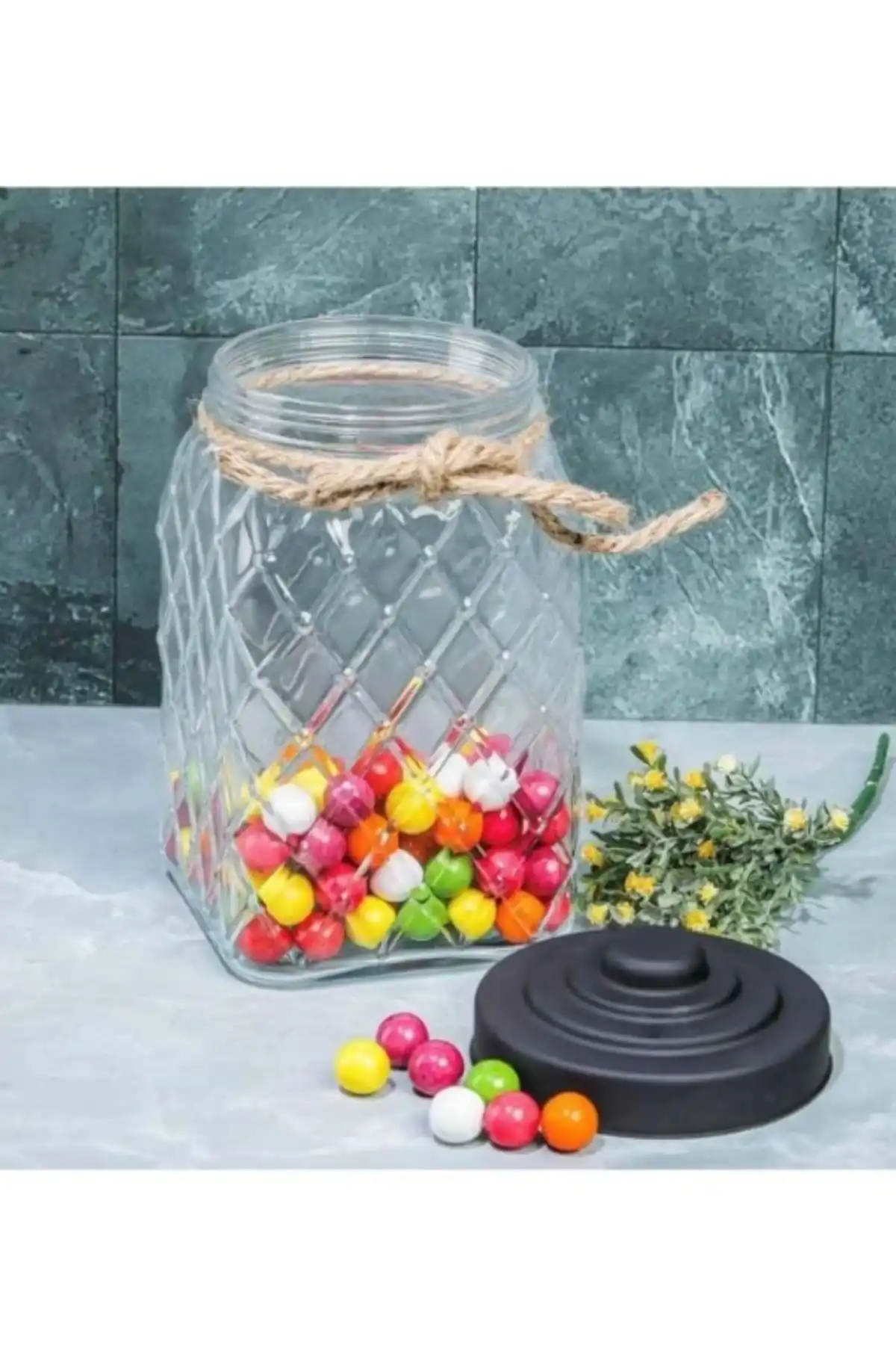 Cooker CKR2732 Siyah Kapaklı Cam Kavanoz 25 Cm