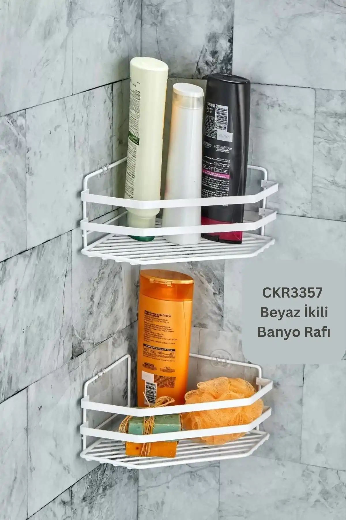 Cooker CKR3357 Beyaz Banyo Rafı 2li
