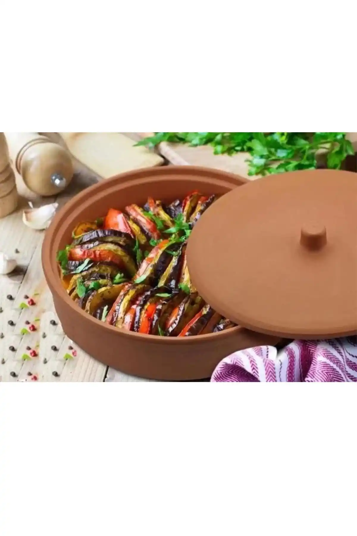 Cooker ELZ106 Kapaklı Toprak Tepsi 30 cm