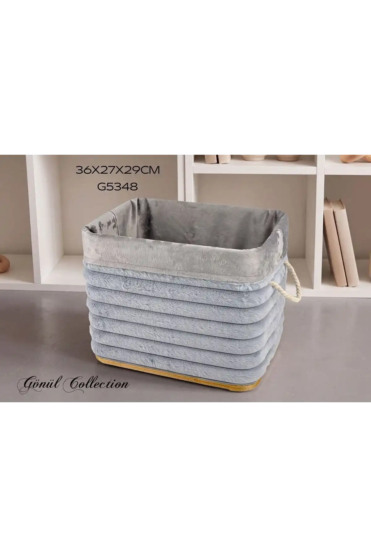 Gönül Mutfak Kumaş Kaplamalı Açık Gri Çamaşır Sepeti 34x24x27 cm