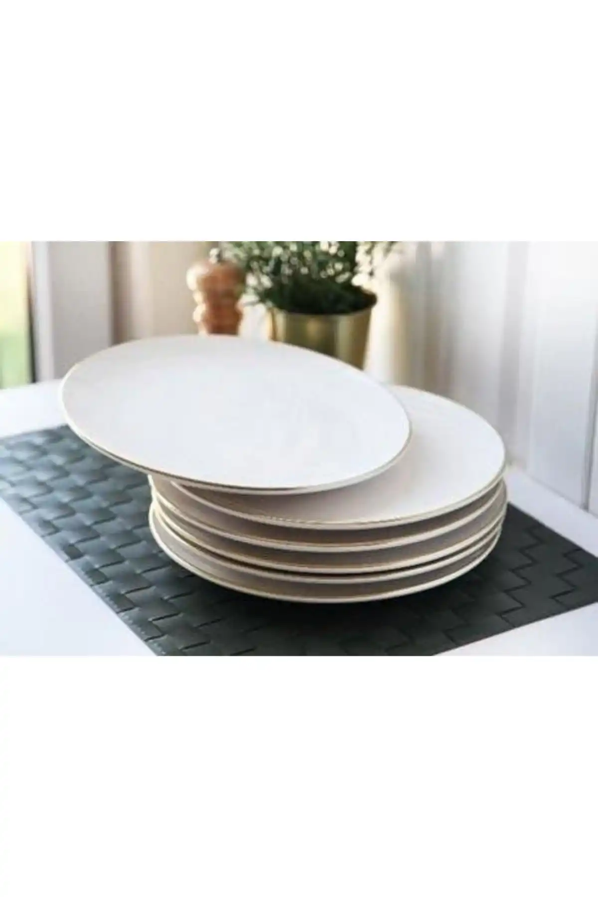 Gönül 2806 Beyaz Gold Seramik Servis Tabağı 6 Lı 25.5 Cm