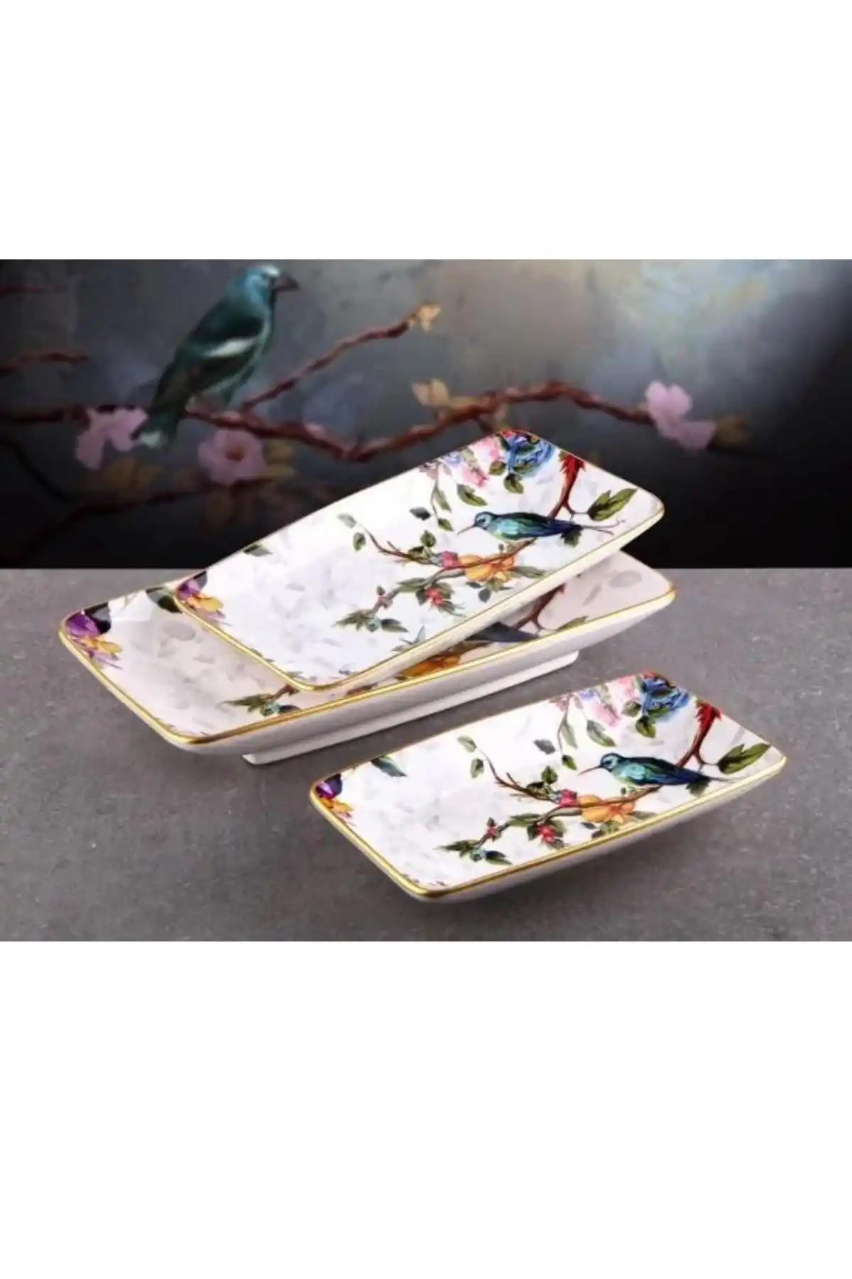 Gönül 4431 Flore Seramik Kayık Tabak 3 Lü