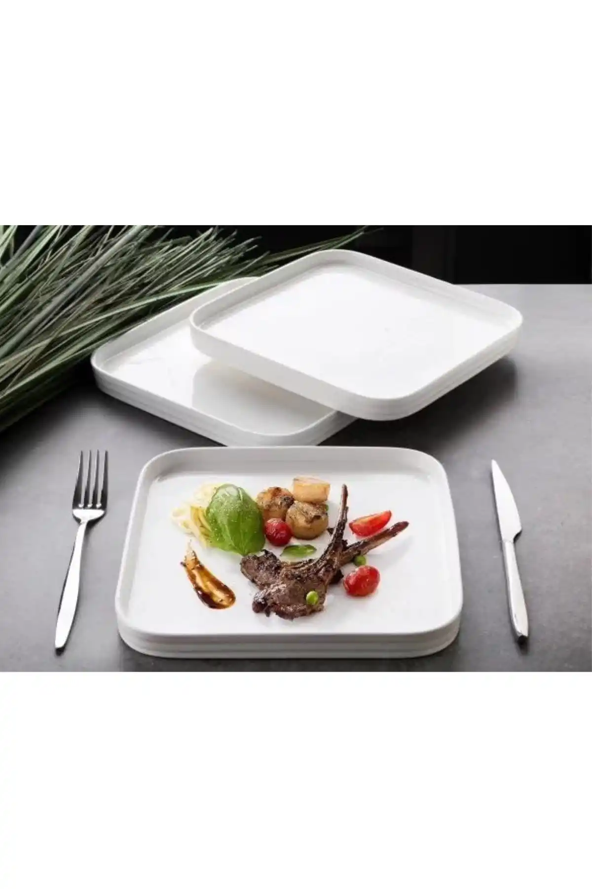 Gönül GNL 3471 Porselen Kare Tabak 23 Cm 6 Lı