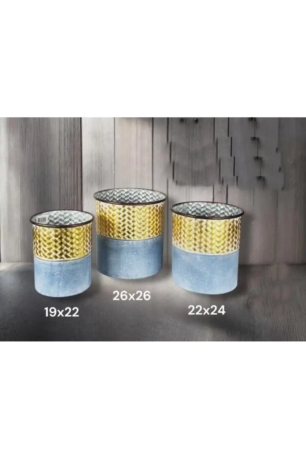 Gönül GNL 4831-K Metal Gold Mavi Küçük Boy Vazo 19x22 cm Tekli