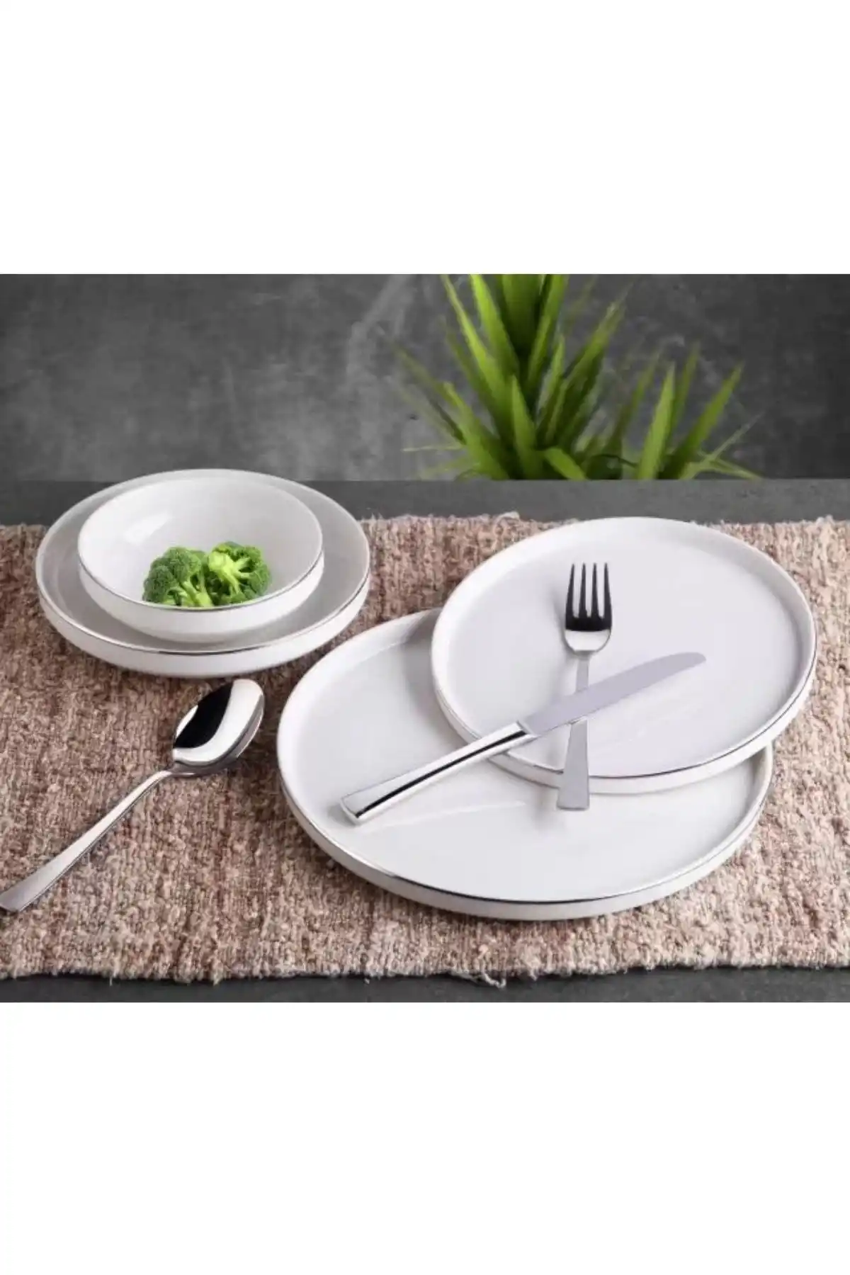 Gönül GNL3252 Porselen Silver Yemek Takımı 24 Parça