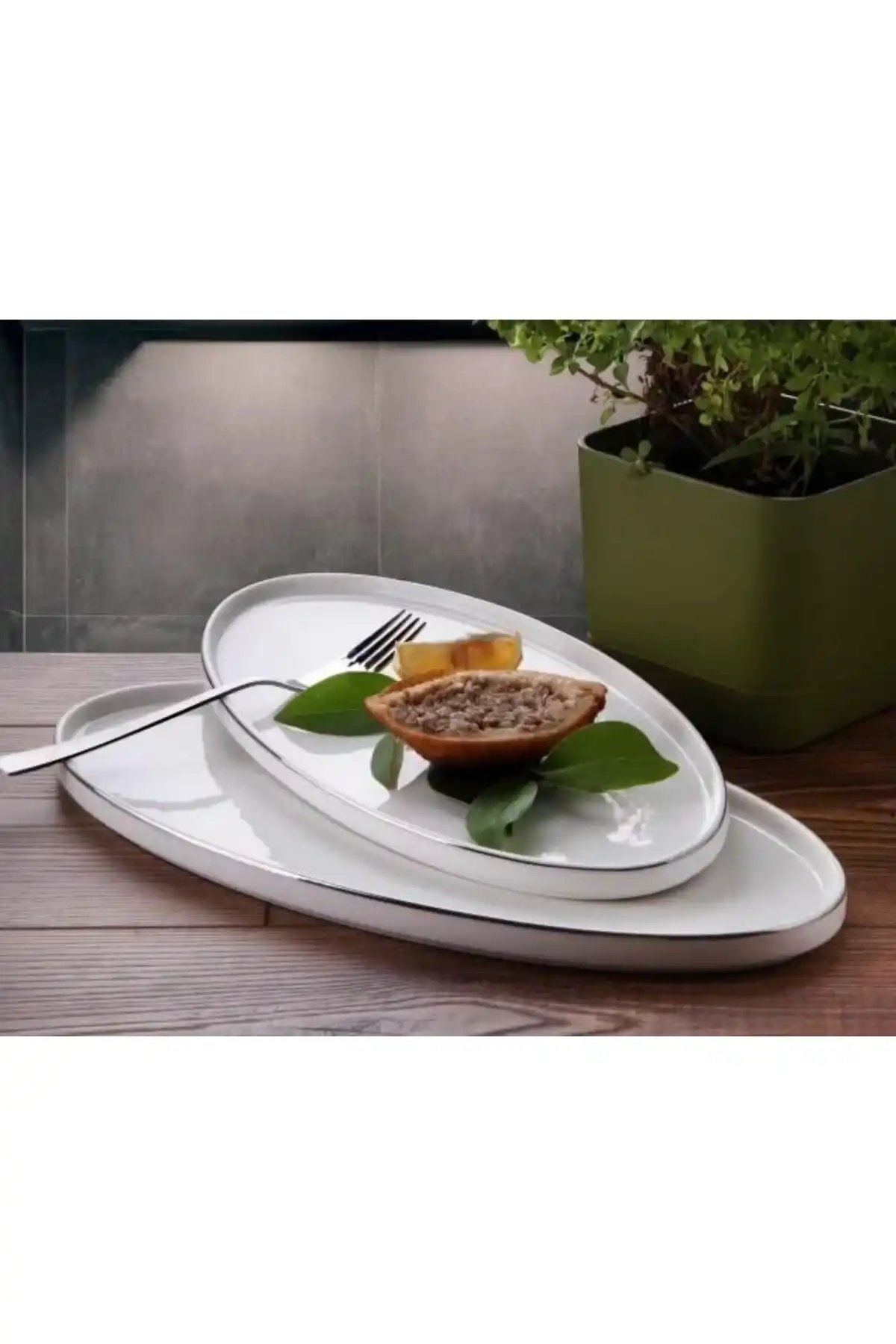 Gönül GNL3257 Porselen Silver Kayık Tabak 2 Li