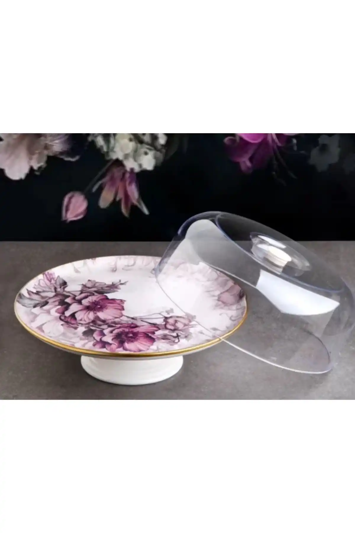 Gönül GNL4363 Purple Seramik Ayaklı Fanus