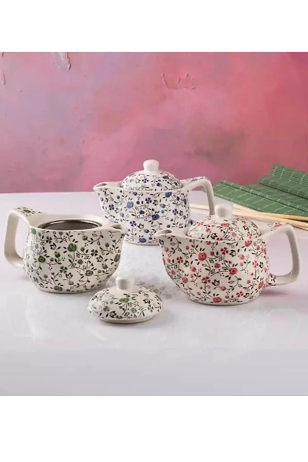 Kosova DEM132 Çiçek Desenli Porselen Demlik 1 Adet