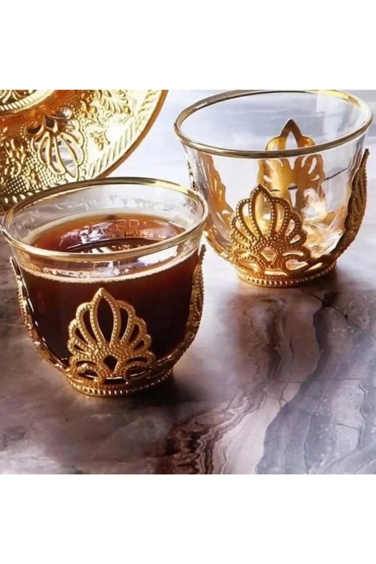 Kosova SRK013.18 Cam Gold Mırra Fincanı 6lı