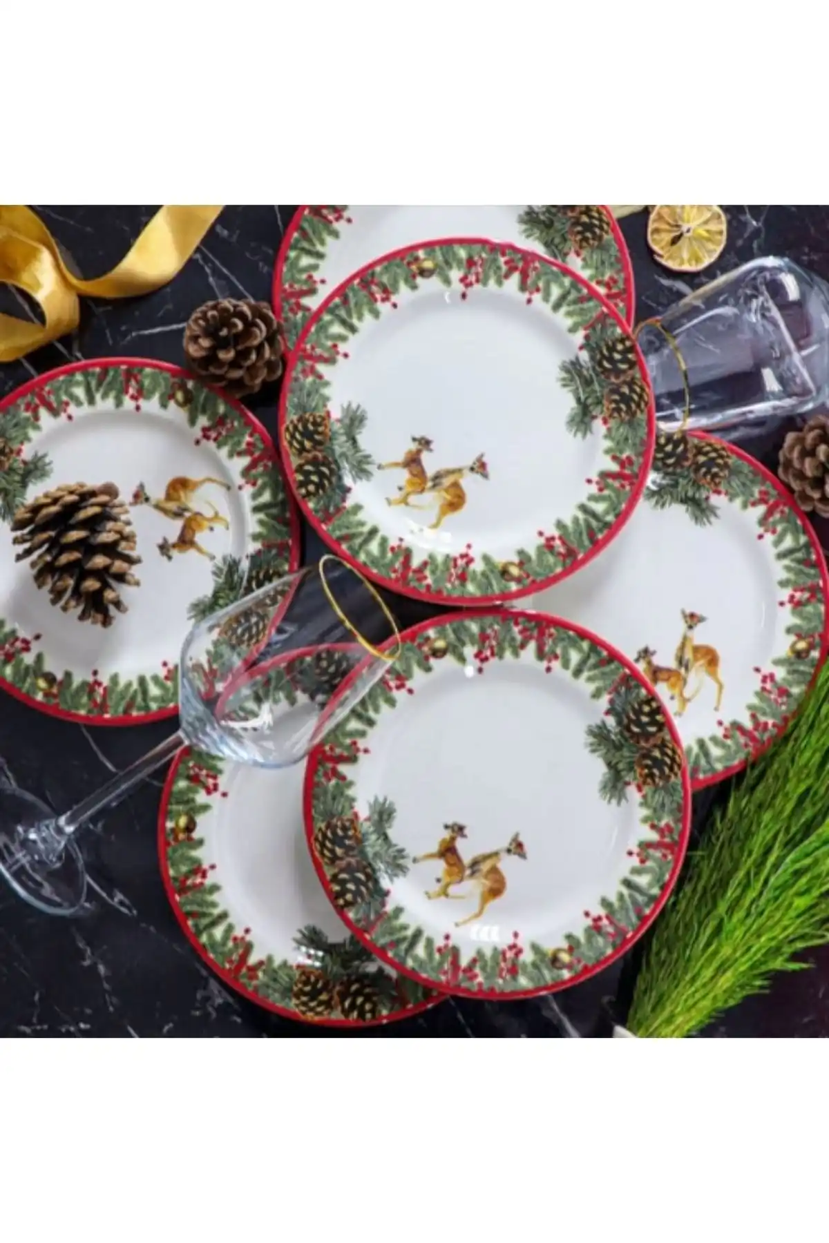 Kosova YLB1104 Ceylan Desenli Pasta Tabağı 20 cm 6lı