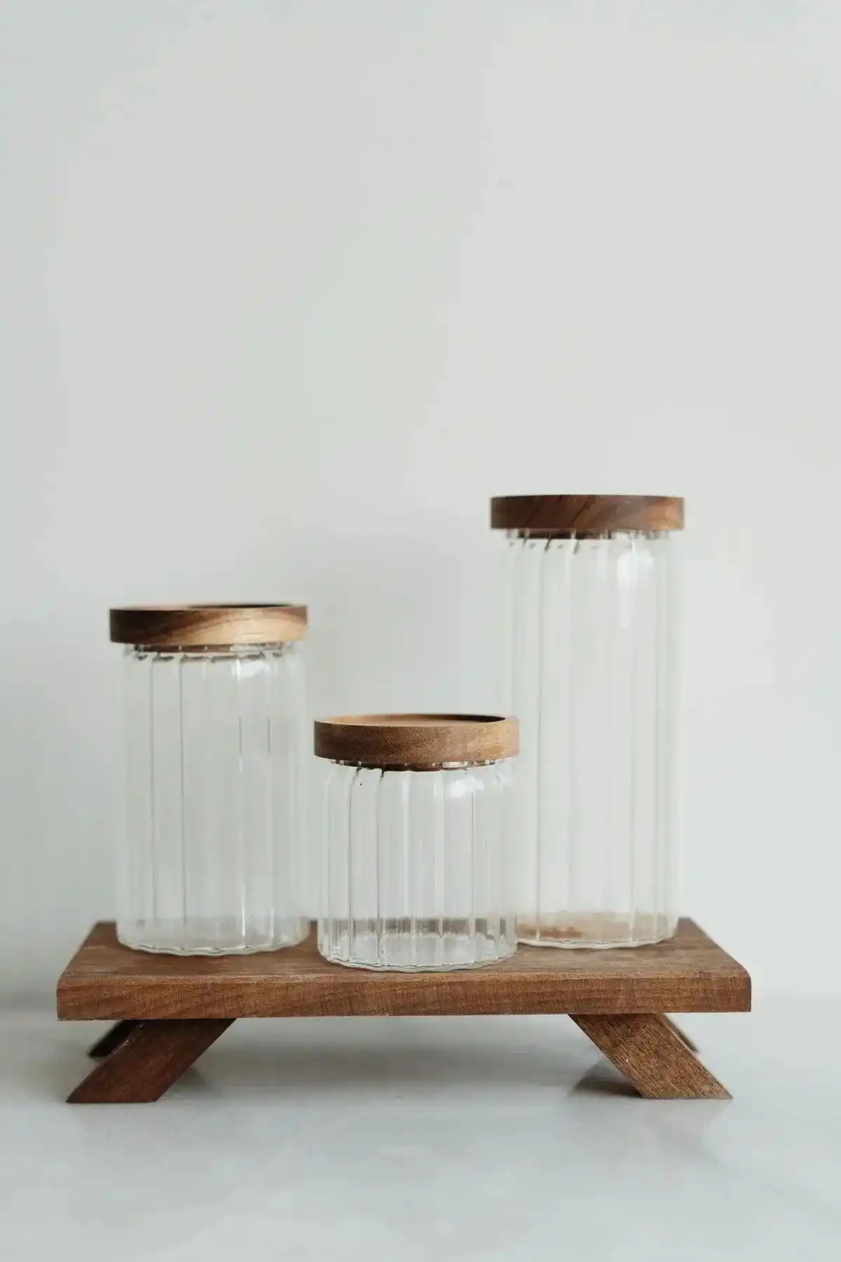 Mien BOR008 Akasya Ağacı Kapaklı Kavanoz Seti 3 Lü