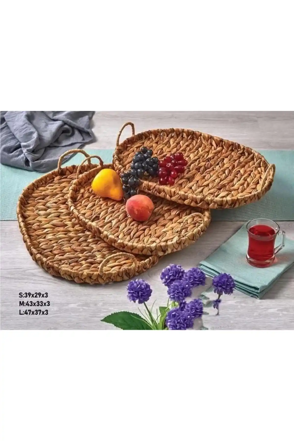 Mien MEN 1031.K Hasır Oval Küçük Tepsi Tekli