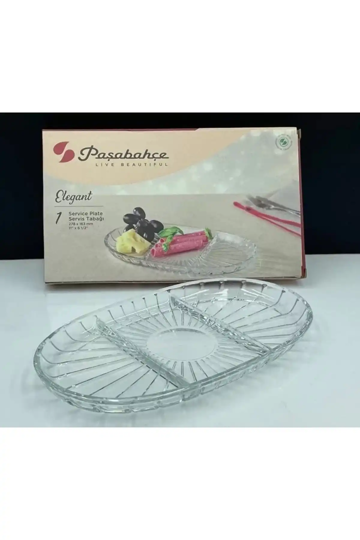 Paşabahçe 54903 Elegant Bölmeli Kayık Tabak 16x28 cm