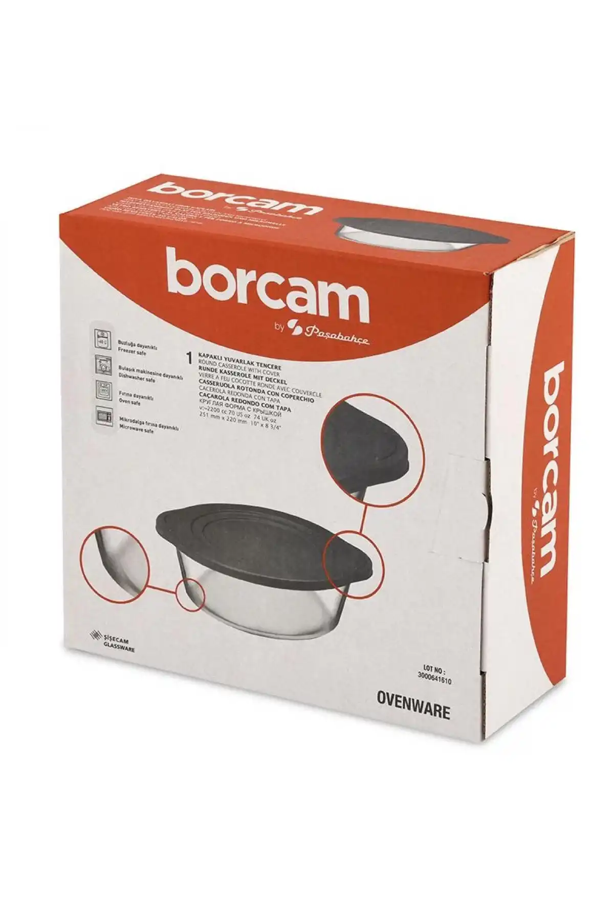Paşabahçe 59001 Gri Kapaklı Borcam Fırın Kabı 22X8 cm 2100 cc