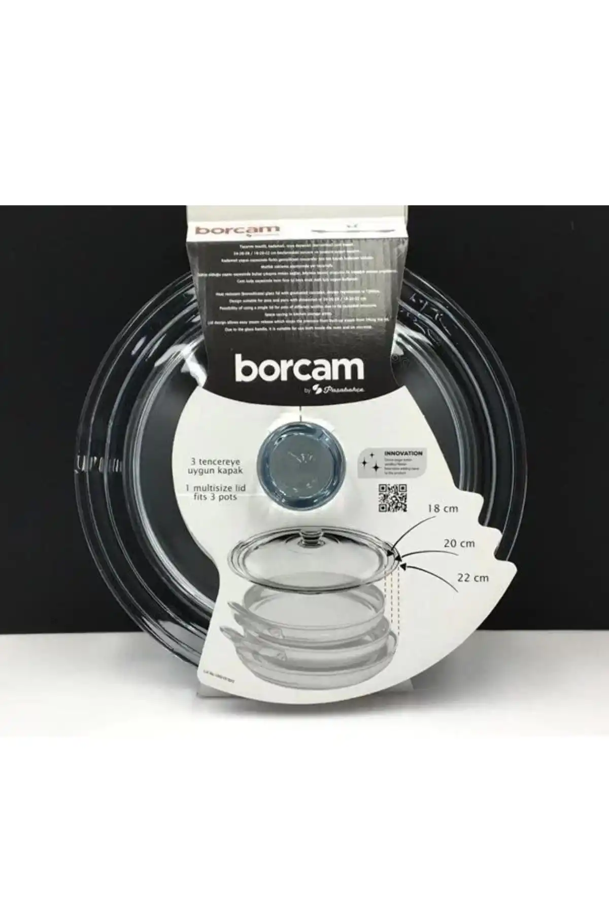 Paşabahçe 590220 Borcam Tencere Kapağı 18-20-22cm Tekli