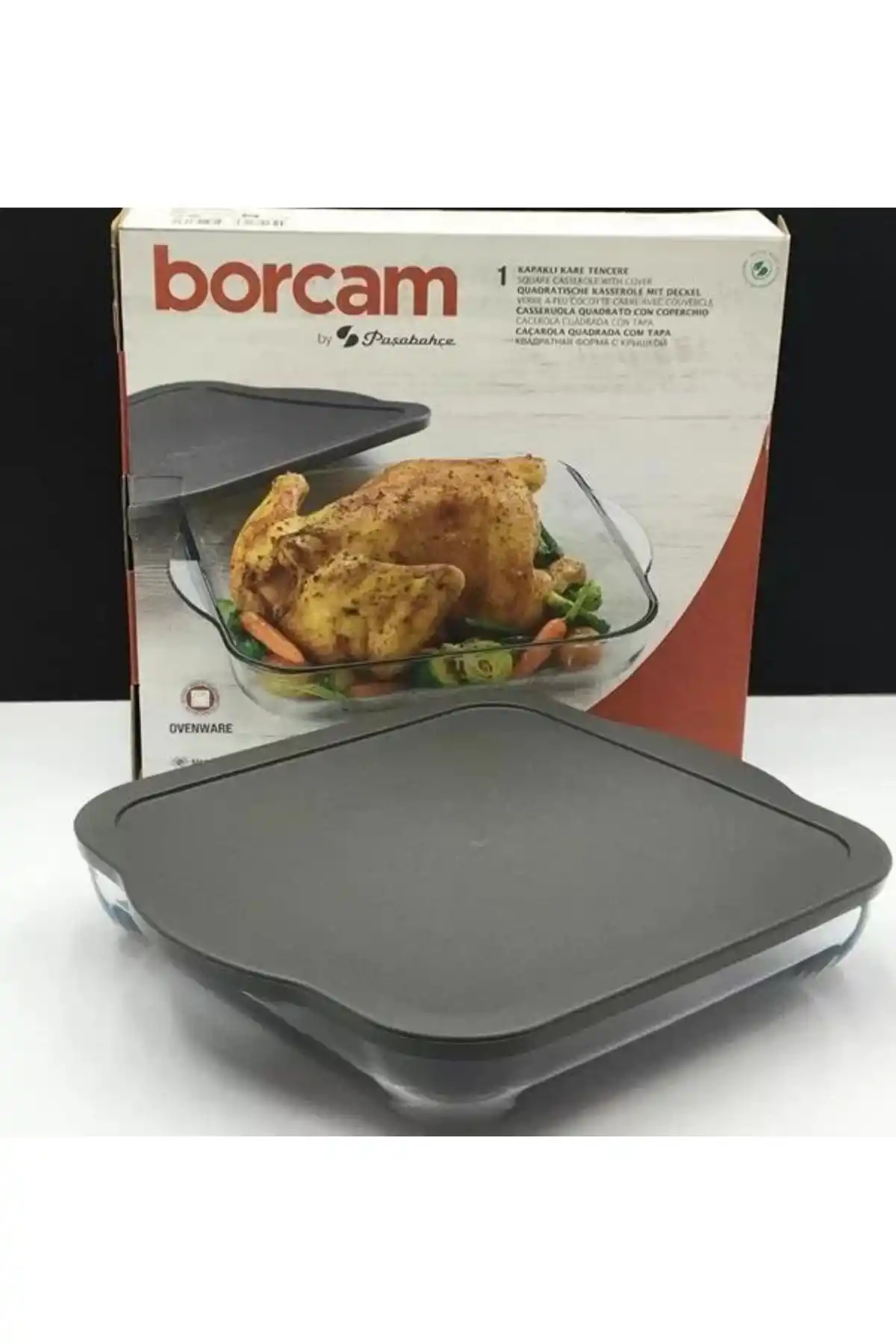 Paşabahçe 59024 Borcam Gri Kapaklı Fırın Tepsisi 28x28cm