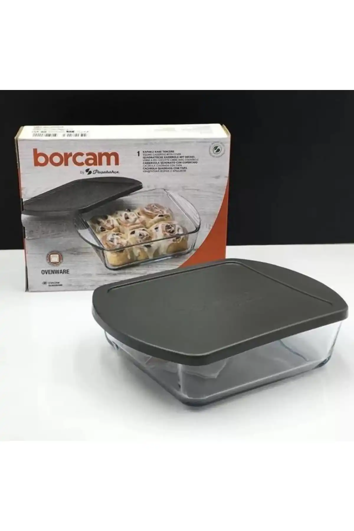 Paşabahçe 59854 Borcam Gri Kapaklı Fırın Tepsisi 21X16 cm