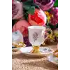 Acar KAI7517 Pembe Çiçek Desenli Gold Detaylı Beyaz Porselen Kahve Seti 6lı